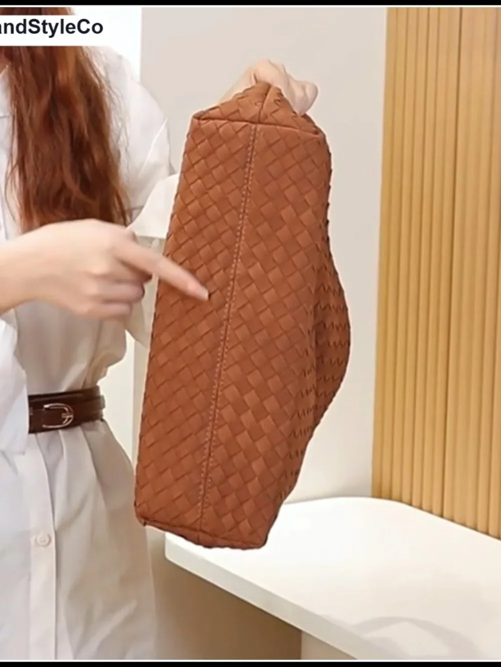 Woven Hobo Bag Faux Suede Shoulder Purse Ladies Crossbody Tote Handbag